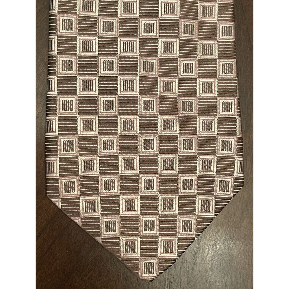 Joseph Abboud Brown Pink 100% Silk Men’s Neck Tie Made In Italy